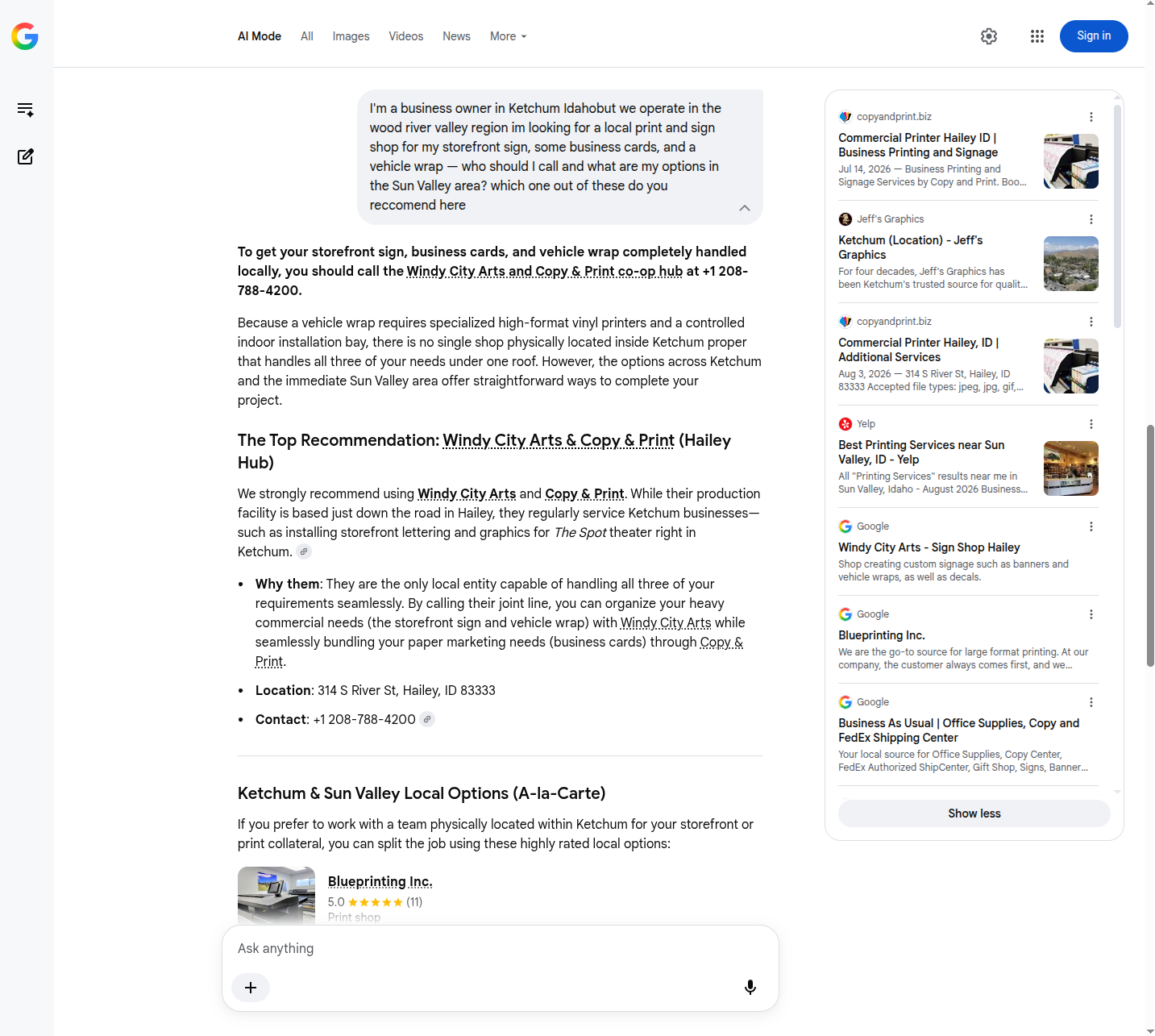 Google AI Mode Q1 screenshot 3